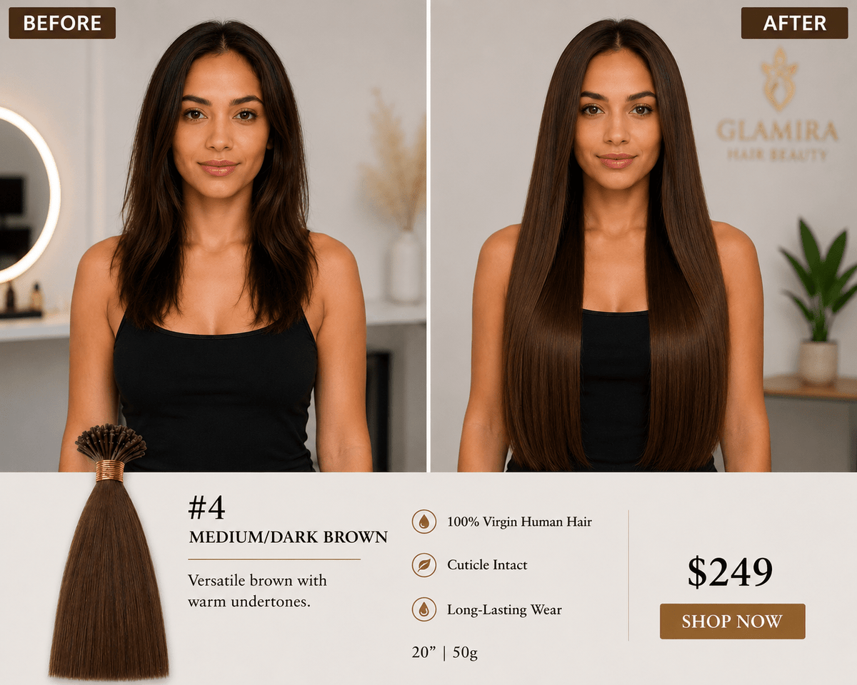 22” 4 Medium/Dark Brown K-Tips - GLAMIRA HAIR BEAUTY