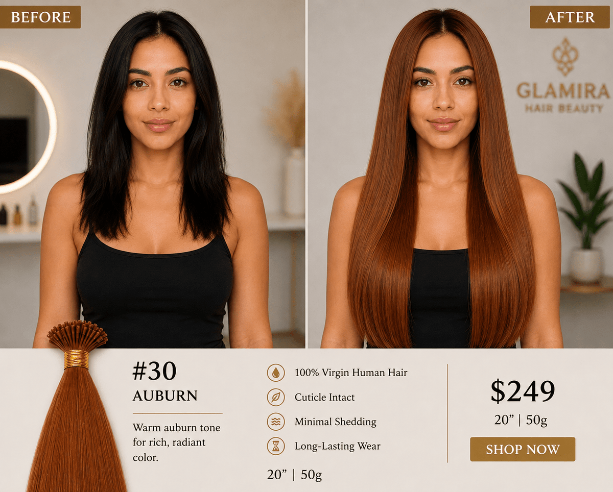 20” 30 Auburn Hair Extensions - GLAMIRA HAIR BEAUTY