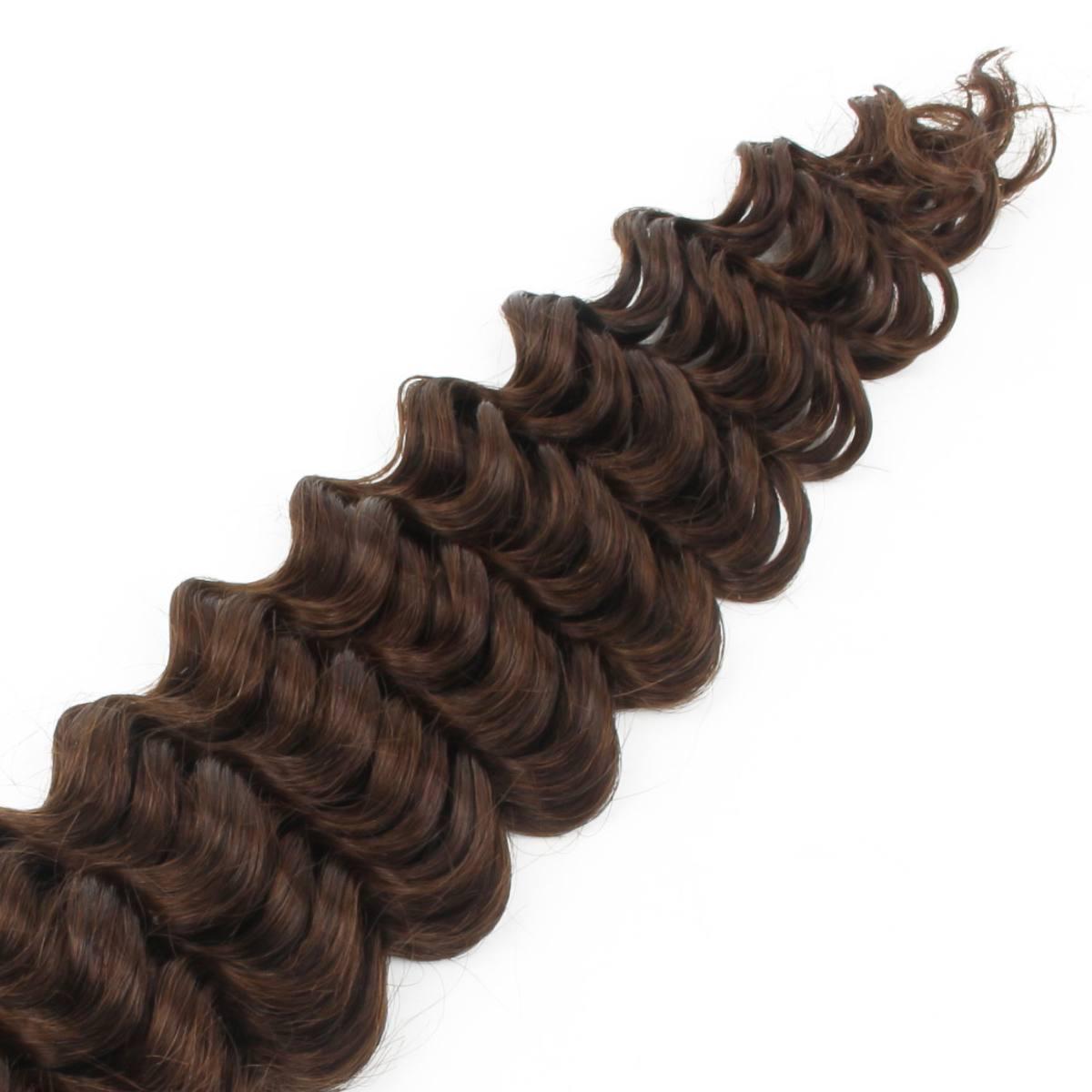 Medium Brown Deep Wave Bulk Human Hair Extensions - GLAMIRA HAIR BEAUTY