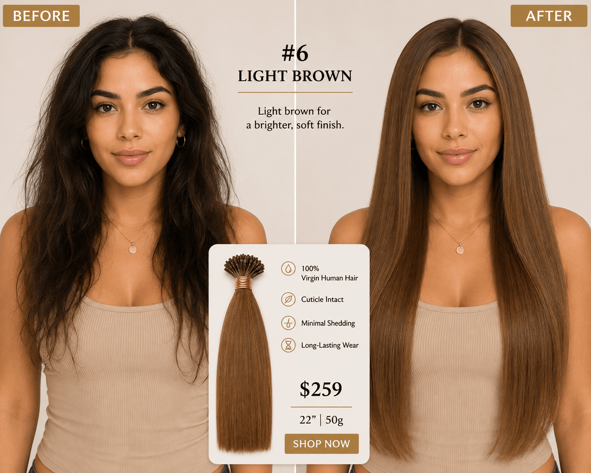 22” 6 Light Brown K-Tips - GLAMIRA HAIR BEAUTY