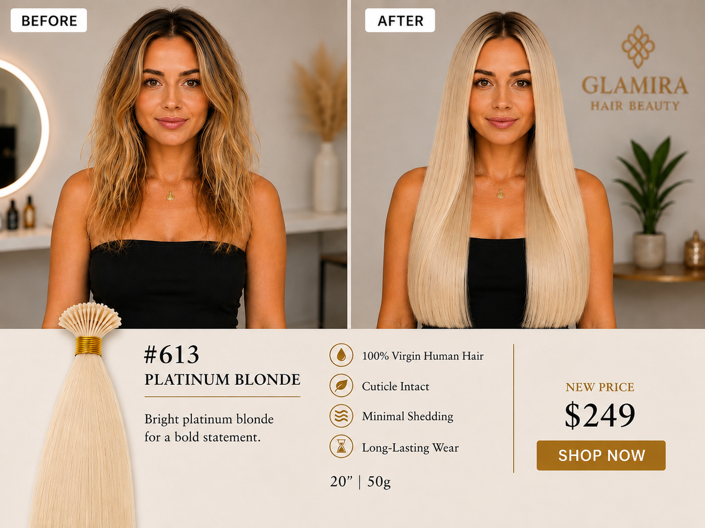 20” #613 Platinum Blonde K-Tips