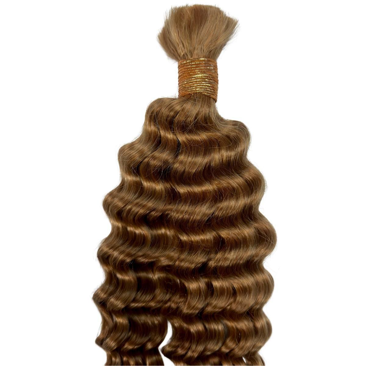Honey Blonde Deep Wave Bulk Human Hair Extensions - GLAMIRA HAIR BEAUTY