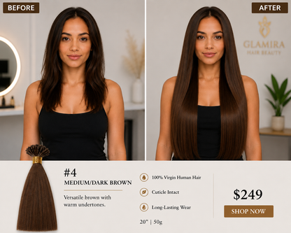 22” #4 Medium/Dark Brown K-Tips