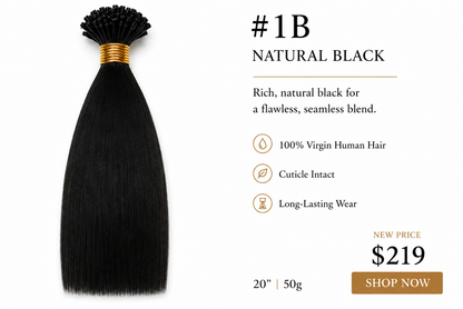 20” #1B Natural Black K-Tip Hair Extensions