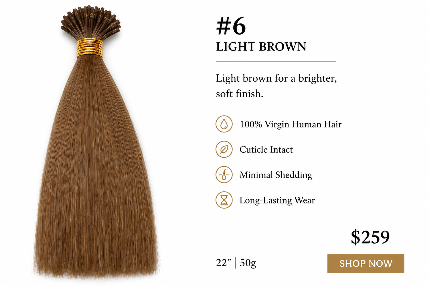 22” #6 Light Brown K-Tips