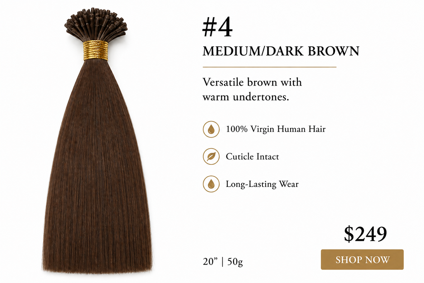 22” #4 Medium/Dark Brown K-Tips