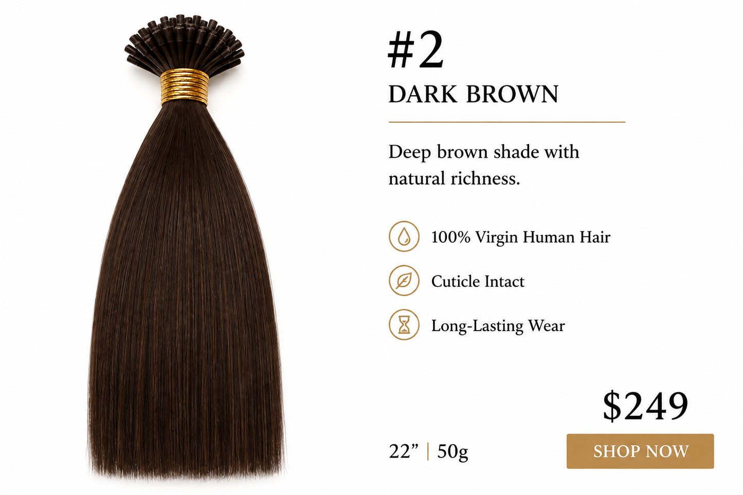 22” #2 Dark Brown K-Tips