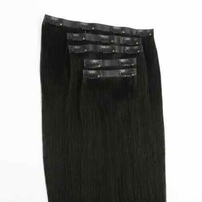 Jet Black Seamless Clip-ins - GLAMIRA HAIR BEAUTY