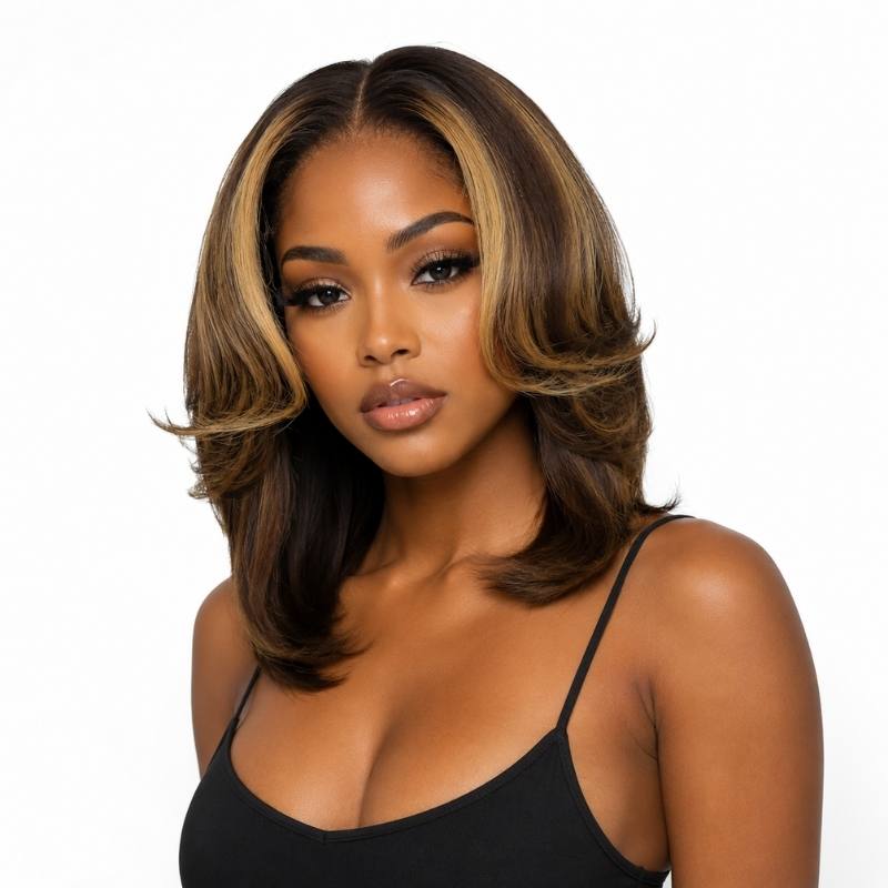 Raw Toffee Flip Glueless 5x5 HD Lace Closure Bob Wig - GLAMIRA HAIR BEAUTY