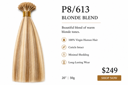 20” P8/613 Blonde Blend K-Tip Hair Extensions