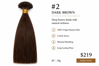 20” #2 Dark Brown K-Tip Hair Extensions